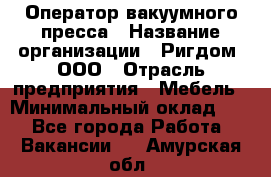 Оператор вакуумного пресса › Название организации ­ Ригдом, ООО › Отрасль предприятия ­ Мебель › Минимальный оклад ­ 1 - Все города Работа » Вакансии   . Амурская обл.